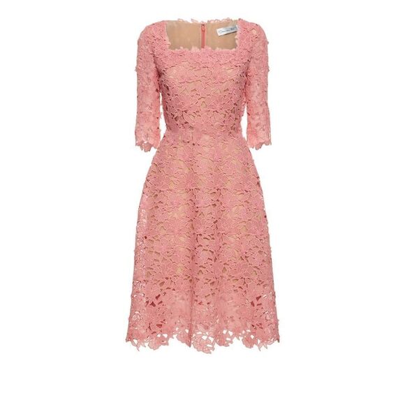 Oscar De La Renta Floral Guipure Lace Midi Dress size 6 - Picture 1 of 14